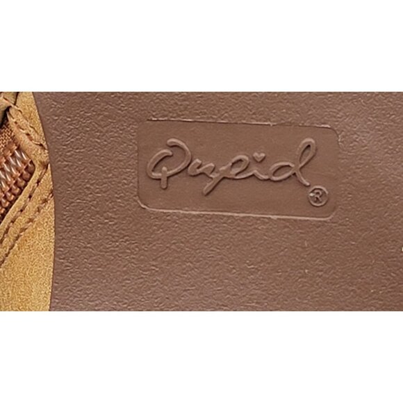 Qupid Tan Ankle Boots With Side Zipper & Stacked Heel Womens 7-7.5 - Picture 11 of 13